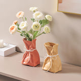 Yellow And White Chic Money Bag Inspired Vase - Modern Resin Decorative Flower Holder & Tabletop Accent(Use the mobile phone as a reference for size) - Top-Down View
