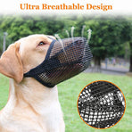 2 Pcs Size S Grey Breathable Mesh Dog Muzzle - Anti-Barking, Biting & Chewing - Adjustable & Comfortable Nylon Muzzle for Dogs