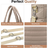 Khaki Stylish Quilted Nylon Tote Bag - Large Capacity Diaper Nappy Bag for Travel & Stroller with Adjustable Straps - Side View
