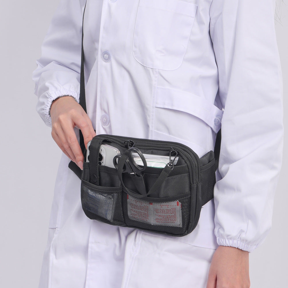 Black Nurse Utility Belt Bag - Multi-Pocket Medical Organizer Waist Pack for Tools & Essentials