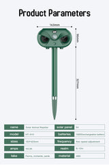 Green Advanced Solar Powered Ultrasonic Animal Repeller - Outdoor Pest Deterrent with Motion Sensor, Strobe Light & Laser - Extra Image