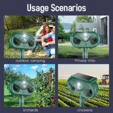 Black Advanced Solar Powered Ultrasonic Animal Repeller - Outdoor Pest Deterrent with Motion Sensor, Strobe Light & Laser - Top-Down View