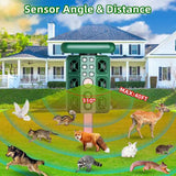 Green Solar Powered Ultrasonic Animal Repeller - Multi-Frequency Pest Deterrent with Motion Sensor, LED Strobe & Illumination Light - Side View