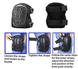 1 Pair Black Professional Hard Shell Knee Pads - Heavy Duty Protection for Work, Construction, Gardening & Outdoor Sports - Front View