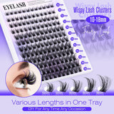 3 Pcs Black Stunning DIY Cluster Eyelash Extension Kit - 3 Trays, Mixed Lengths (10-18mm) Soft Vegan Wispy Lashes for Custom Volume - Front View