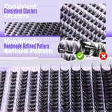3 Pcs Black Stunning DIY Cluster Eyelash Extension Kit - 3 Trays, Mixed Lengths (10-18mm) Soft Vegan Wispy Lashes for Custom Volume - Side View