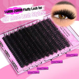 3 Pcs Black Mega Volume 200D DIY Lash Clusters - D Curl Faux Mink, Fluffy Drama Look, Mixed Lengths (14-20mm) for Custom Extensions - Front View