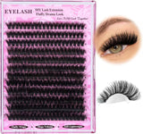 3 Pcs Black Mega Volume 200D DIY Lash Clusters - D Curl Faux Mink, Fluffy Drama Look, Mixed Lengths (14-20mm) for Custom Extensions - 45-Degree Angle