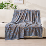 Brown,Taupe and Blue Elegant Patterned Throw Blanket - Soft Polyester Nap & Sofa Cover, 185x135cm Lightweight AC Blanket - Side View