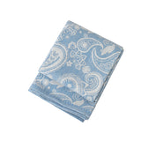 Blue Luxurious Paisley Jacquard Throw Blanket - Soft Wool Blend with Tassels, 120x150cm, Lightweight Sofa & Nap Blanket - Top-Down View