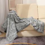 Grey Luxurious Paisley Jacquard Throw Blanket - Soft Wool Blend with Tassels, 120x150cm, Lightweight Sofa & Nap Blanket - Front View