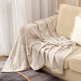 Khaki Luxurious Paisley Jacquard Throw Blanket - Soft Wool Blend with Tassels, 120x150cm, Lightweight Sofa & Nap Blanket - Front View