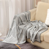 Grey Luxurious Paisley Jacquard Throw Blanket - Soft Wool Blend with Tassels, 120x150cm, Lightweight Sofa & Nap Blanket - Side View