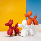 Dark Blue Modern Resin Balloon Dog Sculpture - Playful Art Figurine with Golden Snout Accent