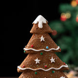 2 Pcs (1 Yellow 1 Brown) Charming Gingerbread Christmas Tree Figurine - Festive Resin Holiday Table Decor Ornament