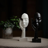 White Style 3 Elegant Abstract Face Sculpture - Modern Resin Art Figurine, Hand & Mask Home Decor Accent - Top-Down View