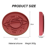 Apricot Silicone Planet Slow Feeder Dog Bowl - 2-in-1 Anti-Choke Lick Mat for Healthy Eating & Fun
