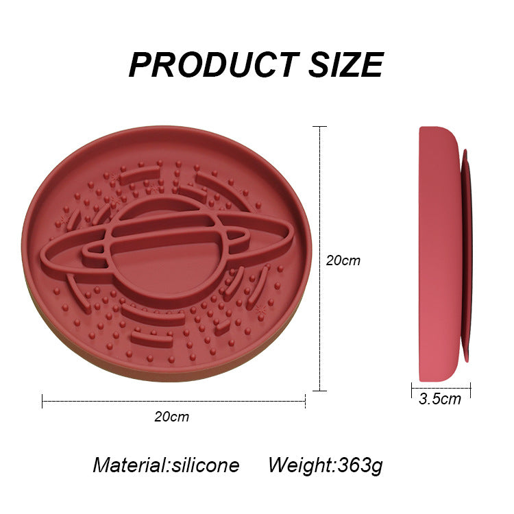 Green Silicone Planet Slow Feeder Dog Bowl - 2-in-1 Anti-Choke Lick Mat for Healthy Eating & Fun