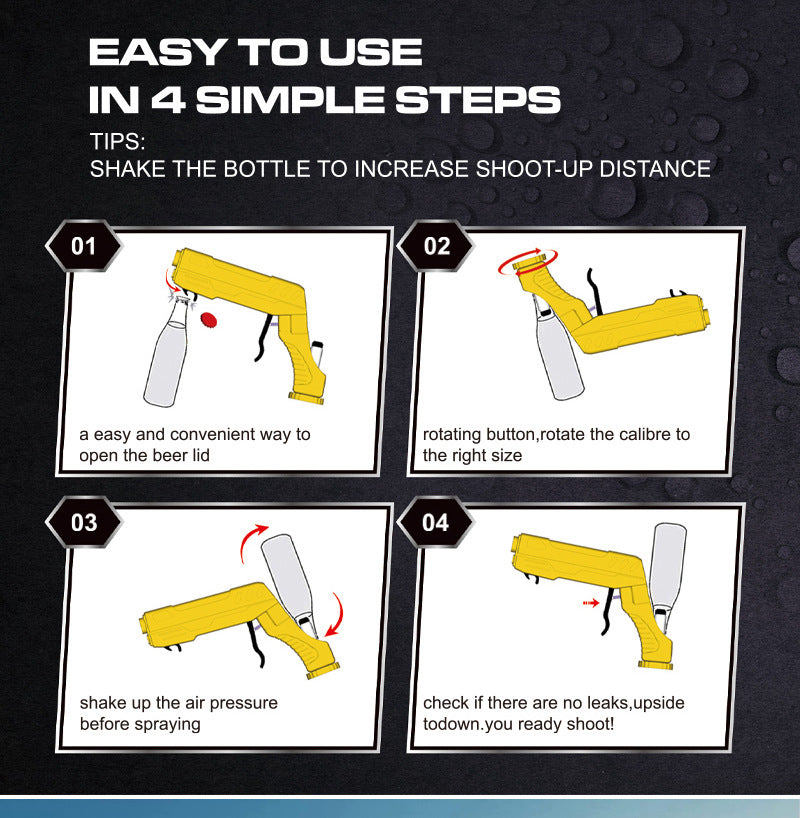 Gold Champagne & Beer Spray Gun - Ultimate Party Starter & Drink Dispenser with Bottle Opener