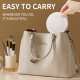 Yellow LED Travel Makeup Mirror - Rechargeable Compact Mirror with 3 Color Lights, 1x/5x Magnification & Smart Auto On/Off