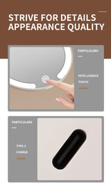 Yellow LED Travel Makeup Mirror - Rechargeable Compact Mirror with 3 Color Lights, 1x/5x Magnification & Smart Auto On/Off - Extra Image