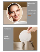 Yellow LED Travel Makeup Mirror - Rechargeable Compact Mirror with 3 Color Lights, 1x/5x Magnification & Smart Auto On/Off