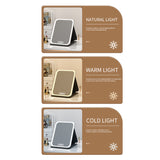 White Small Foldable LED Makeup Mirror - Portable Desktop Vanity with 3 Color Lights, Stepless Dimming & Adjustable Stand - Top-Down View