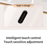 White Small Round Foldable LED Makeup Mirror - 18.5cm Desktop Vanity with 3 Color Lights & Stepless Dimming - Top-Down View