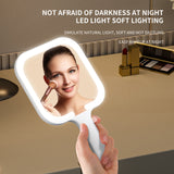 White Square Portable Handheld LED Makeup Mirror - USB-C Rechargeable with 3 Color Light Modes for On-The-Go Touch-Ups - Side View