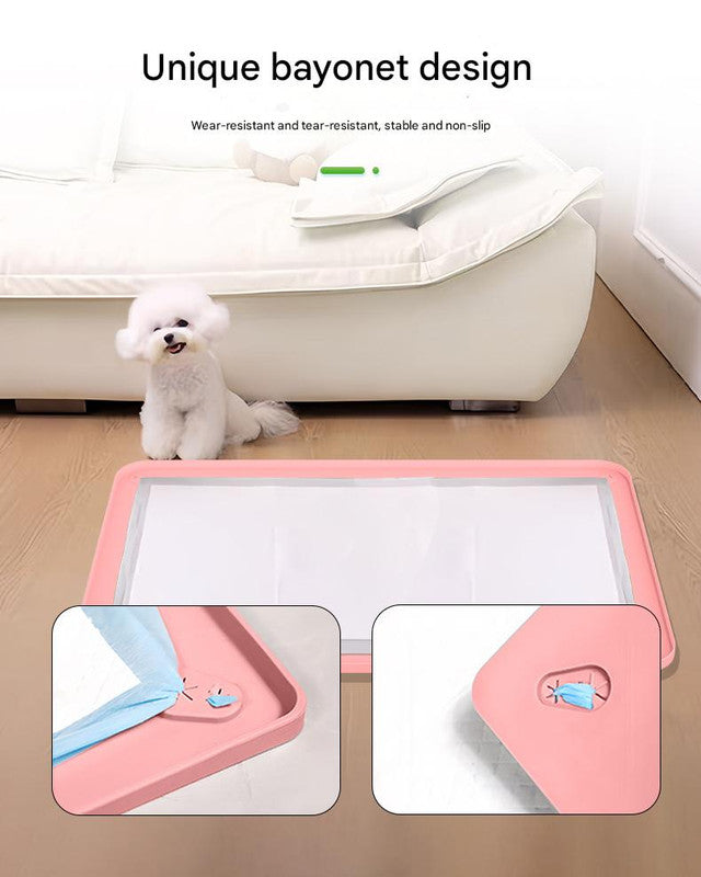 Grey Reusable Silicone Pet Pee Pad Holder - Non-Slip Training Tray with Spill-Proof Edges for Dogs & Puppies(62cm x 42cm)
