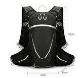 Black Lightweight 16L Outdoor Cycling & Hiking Backpack - Water-Repellent Nylon Daypack with Reflective Strips - Side View