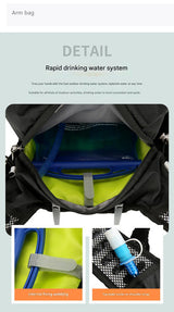 Black Lightweight 16L Outdoor Cycling & Hiking Backpack - Water-Repellent Nylon Daypack with Reflective Strips - Rear View