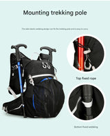 Black Lightweight 16L Outdoor Cycling & Hiking Backpack - Water-Repellent Nylon Daypack with Reflective Strips - Close-Up Angle