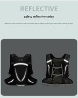 Black Lightweight 16L Outdoor Cycling & Hiking Backpack - Water-Repellent Nylon Daypack with Reflective Strips - Low Angle