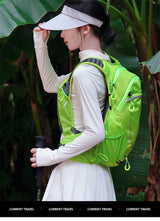 Red Lightweight 16L Outdoor Cycling & Hiking Backpack - Water-Repellent Nylon Daypack with Reflective Strips - Low Angle