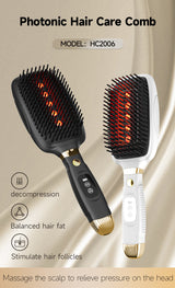 White Advanced 3-in-1 Scalp & Hair Care Massage Comb - Red Light Therapy, EMS Microcurrent & Vibration for Healthy Hair Growth - Front View