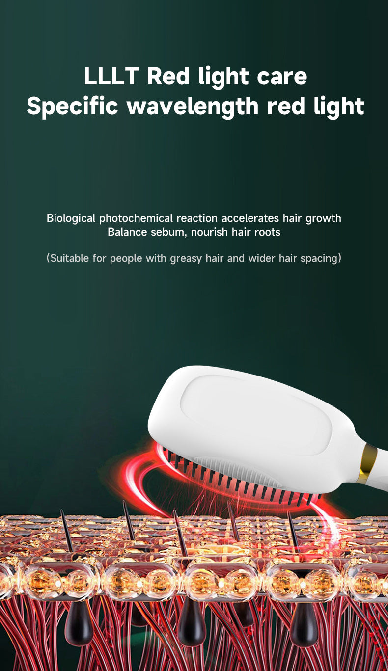 White Advanced 3-in-1 Scalp & Hair Care Massage Comb - Red Light Therapy, EMS Microcurrent & Vibration for Healthy Hair Growth