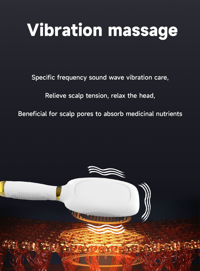 White Advanced 3-in-1 Scalp & Hair Care Massage Comb - Red Light Therapy, EMS Microcurrent & Vibration for Healthy Hair Growth