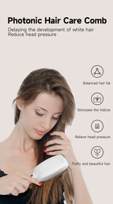 Black Advanced 3-in-1 Scalp & Hair Care Massage Comb - Red Light Therapy, EMS Microcurrent & Vibration for Healthy Hair Growth - Side View