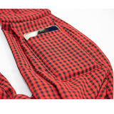 Black and Red Checkered Comfortable Pet Sling Carrier for Small Dogs & Cats - Breathable Cotton Checkered Bag, Hands-Free, Safety Features - Top-Down View