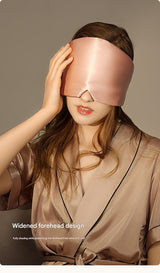 Pink Luxury 19 Momme Mulberry Silk Sleep Mask - Total Blackout Comfort, Wide Design & Adjustable Strap - Front View
