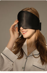 Black Luxury 19 Momme Mulberry Silk Sleep Mask - Total Blackout Comfort, Wide Design & Adjustable Strap