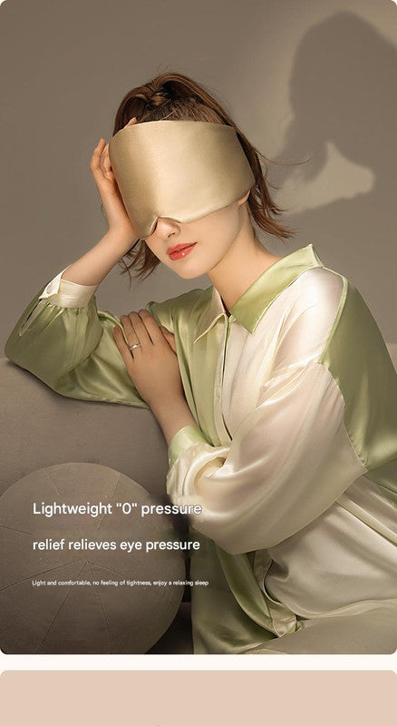 Champagne Luxury 19 Momme Mulberry Silk Sleep Mask - Total Blackout Comfort, Wide Design & Adjustable Strap