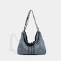 Blue Retro Washed Denim Hobo Bag - Large Capacity Shoulder & Crossbody Tote for Casual Everyday & Commute