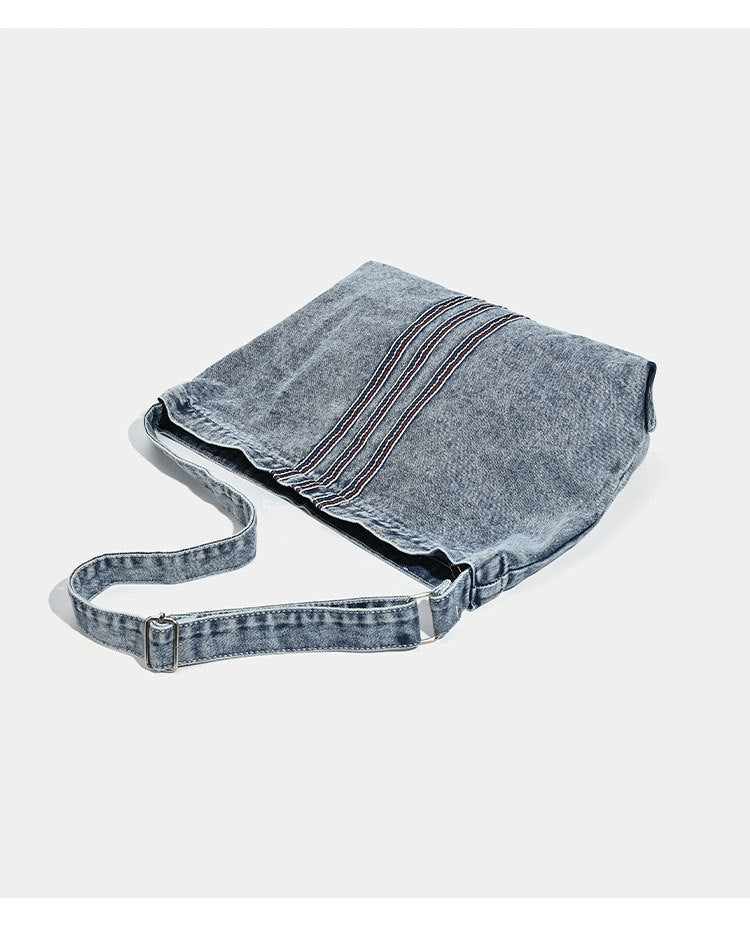 Blue Retro Washed Denim Hobo Bag - Large Capacity Shoulder & Crossbody Tote for Casual Everyday & Commute