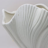 White Elegant Off-White Ceramic Vase - Modern Sculptural Flower Holder with Wide Fluted Opening - Rear View