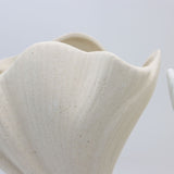 White Elegant Off-White Ceramic Vase - Modern Sculptural Flower Holder with Wide Fluted Opening - Low Angle