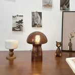 Brown Charming Retro Glass Mushroom Table Lamp - Vintage Nordic Style Bedside Light, image 3