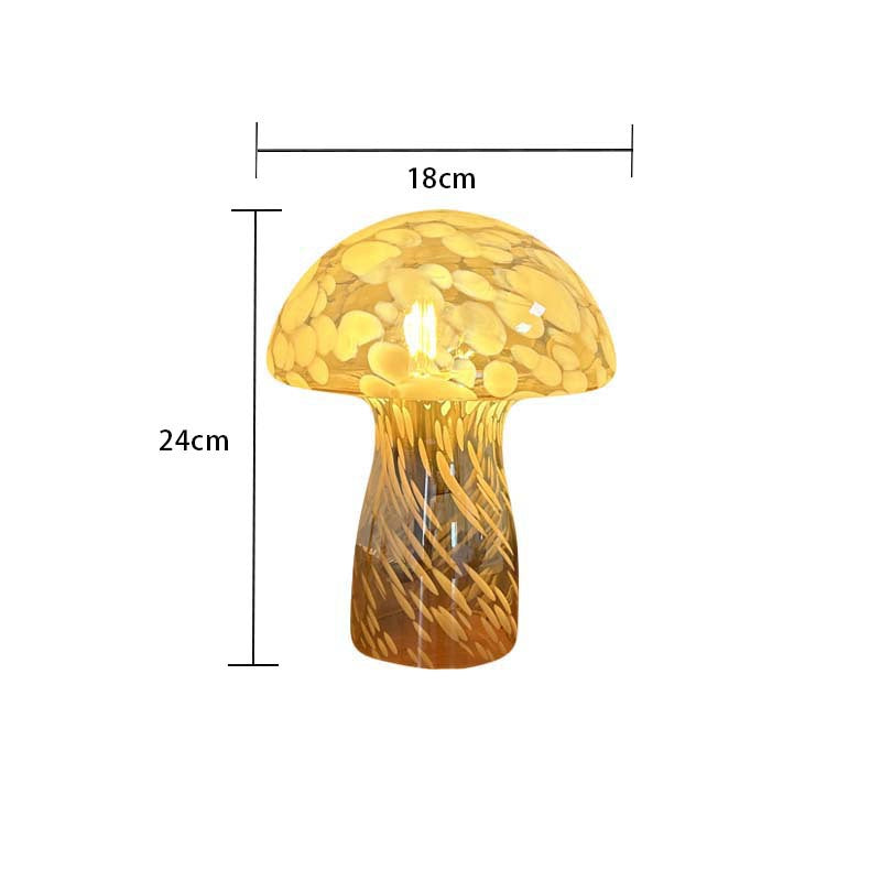 Brown Charming Retro Glass Mushroom Table Lamp - Vintage Nordic Style Bedside Light, image 4
