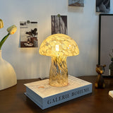 Yellow Charming Retro Glass Mushroom Table Lamp - Vintage Nordic Style Bedside Light - Front View